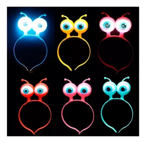 10 Vincha Led Ojos Cotillón Luminoso Color Multicolor