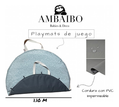 Playmat De Juego Para Bebés Impermeable Y Acolchada Bolso Dino