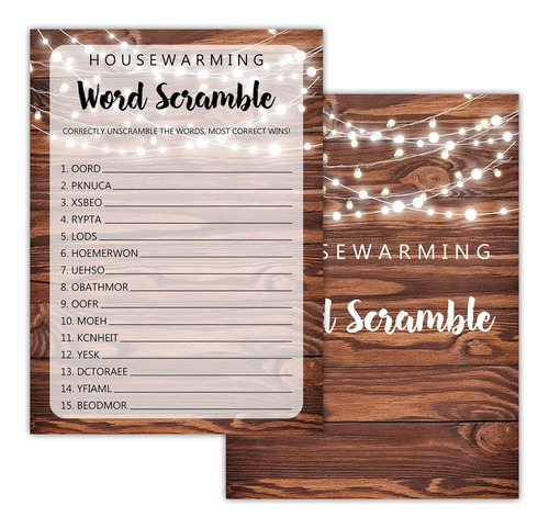 Juegos De Fiesta De Inauguración De La Casa, Word Scramble, 