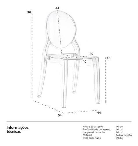 Kit 4 Cadeiras Elizabeth Ghost Transparente