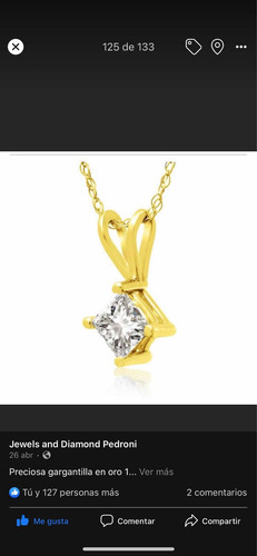 Gargantilla En Oro 14k Con Certificado De Diamante Genuino (Usado)