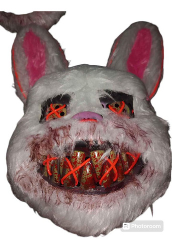 1 Mascara Conejo Peluche Con Luz Led Halloween Disfraz