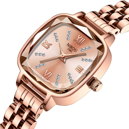 Relógio de pulso Nibosi NI2535 com corria de aço inoxidável cor rose gold - fondo rose
