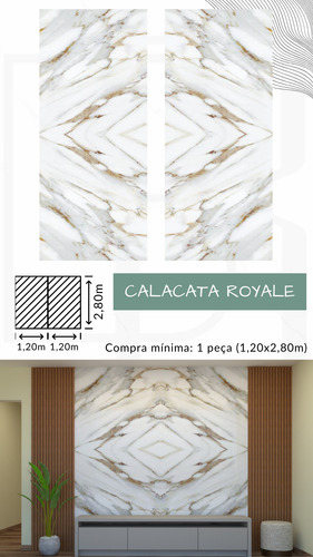 Conjunto De Revestimento Marmorizado 2,40x2,80m (2 Placas) Marmorizado Calacata Royale