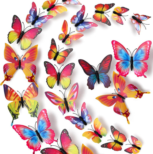 72 Pcs Multicolor Removible 3d Diy Hermosa Mariposa Cal...