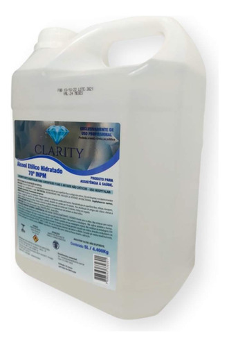 Álcool Etílico 5l Hidratado 70% Inpm Bactericida Clarity