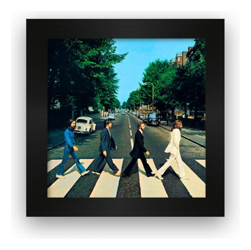Quadro Azulejo Com Moldura Beatles Abbey Road Cor Preto Cor da armação Preto
