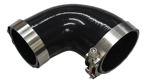 Codo De Silicona 90° 76mm A 63mm Color Negro + Abrazaderas