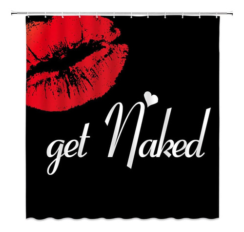 Gurmqik Get Naked Lip Print Cortina De Ducha Rojo Negro Cita