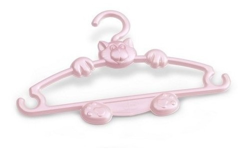 Imagem 1 de 1 de Cabide Colorido Infantil Menina Rosa 3 Unidades Bichinho