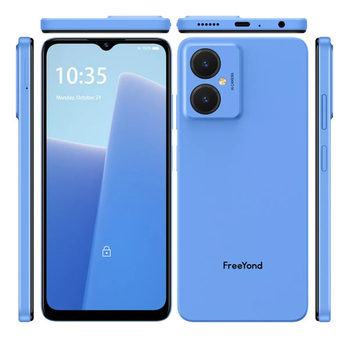 Celulares Android Freeyond F9s - Smartphone Quad-core 3gb Ram 128gb Rom Con Cámara 13mp Android 13 Negro / Azul