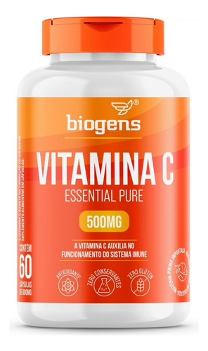 Vitamina C Essencial Pura Biogens 500mg 60 Unidades 