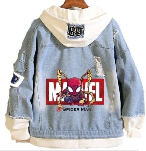 Chaqueta Vaquera Spider Hombre Deadpool Estilo Universitario