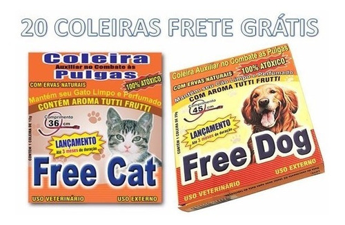 20 Coleira Anti Pulgas Free Cat Dog Atacado Petshop Cachorro