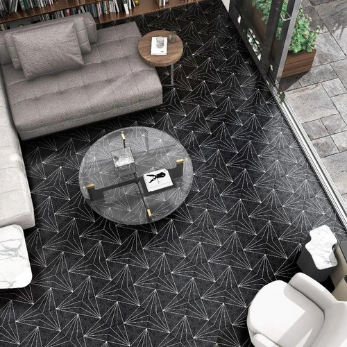 Porcelanato Aster Negro Mate Hexagonal 22x25 Cm