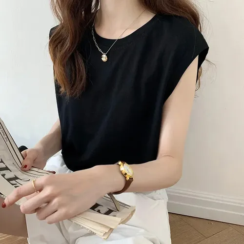 Camiseta Holgada De Moda De Verano Con Chaleco Sin Mangas Pa