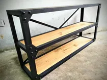 Comprar Mesa De Tv Hierro Y Madera Estilo Industrial 120x60x30