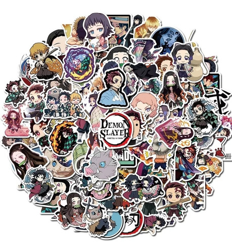 Imagen 1 de 7 de Set 100 Stickers Kimetsu No Yaiba Demon Slayer Anime 4-6 Cm