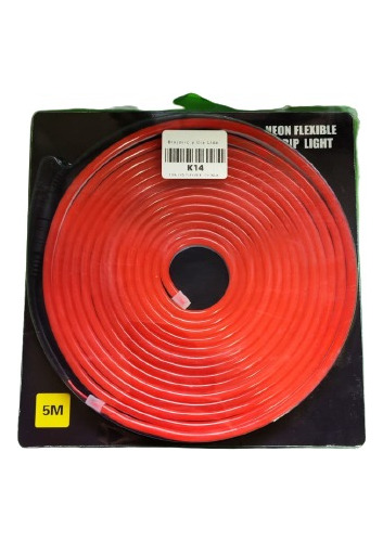 Luz Neon Flexible De Color Rojo 5 Metros 12v Fuente Led(luz)