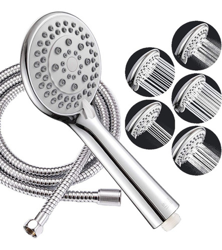 Kit De Ducha Teléfono Manguera Soporte Cromado Color Plateado/gris