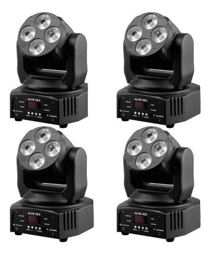 4 X Cabeza Movil Ampro Tecshow Alfie Hex 4 Led 6-en-1 De 12w