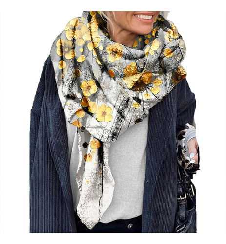 Una Bufanda De Franela Con Estampado Floral Para Mujer, Invi