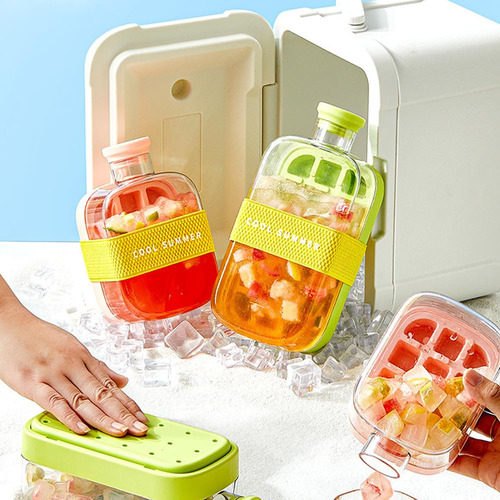 Botella Para Cubitos De Hielo, 2 En 1, Bandeja Para Cubitos