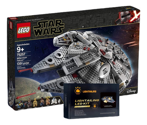 Kit Lego Star Wars Millennium Falcon + Lighttailing LED 75257 Número de piezas 1353