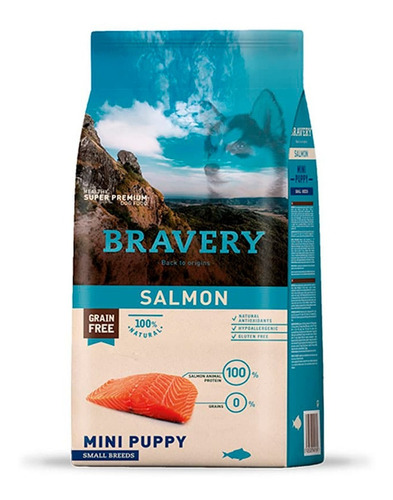 Comida Perros Bravery Salmon Mini Cachorros Razas Peq. 7kg