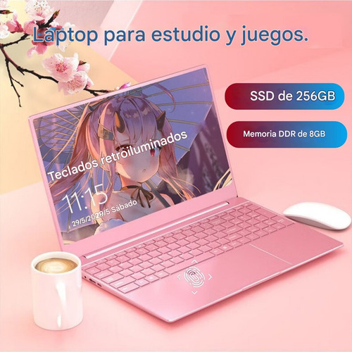 Laptop 14.1 N4000 Celeron 8gb+256ssd Más Barato Office Regal Rosa