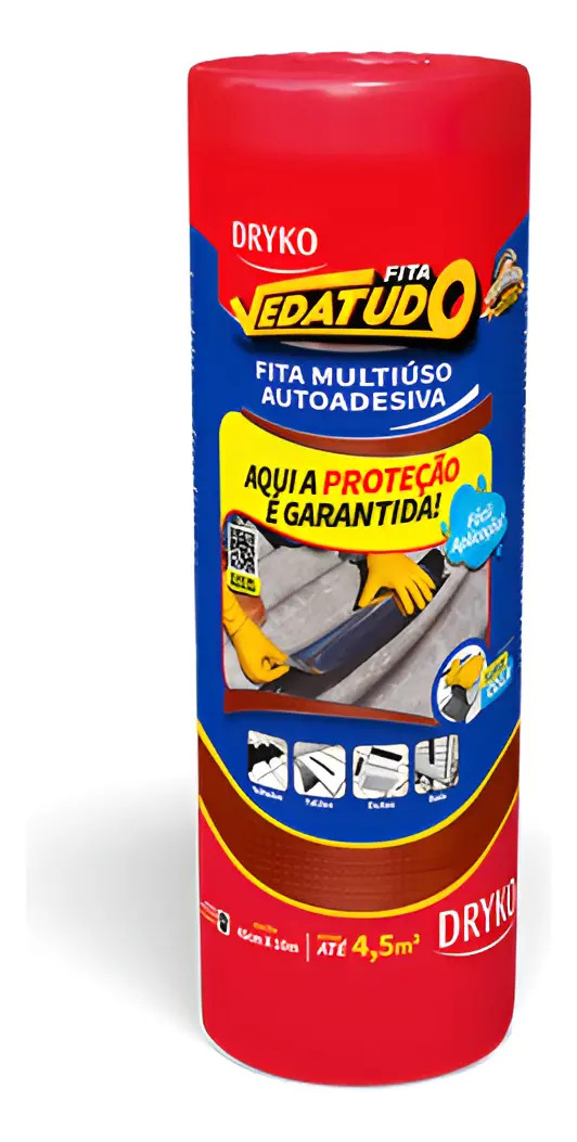 Fita Asfáltica Vedatudo 45cm X 10m Terracota Dryko Terracota