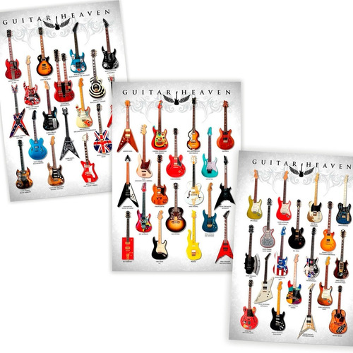 Imagem 1 de 7 de Kit Placas Quadros Guitarras Famosas Guitar Heaven Coleção