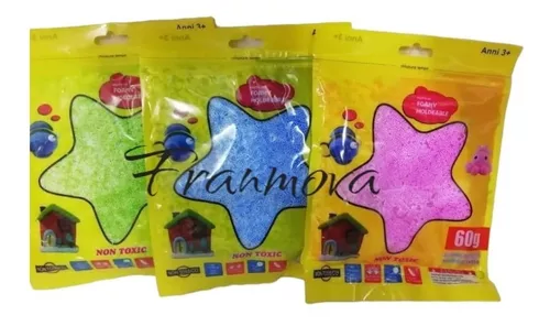 3pz Bolsas Foamy Moldeable 60g Color Mixto Slime Didáctico