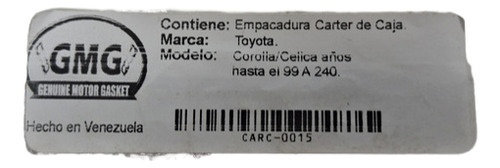 Empacadura Carter Caja Automatico Corolla2001-2002pantallita
