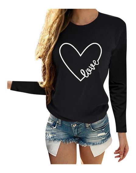 Blusa Mujer Sudadera Con Estampado De Letras Manga Larga Cue Blusa Mujer Sudadera Con Estampado De Letras Manga Larga Cue