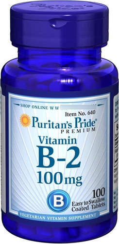 Vitamina B2 Riboflavina 100 Mg Puritan´s Pride E E U U, 100