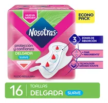 Comprar Toallitas femeninas Nosotras Delgada tipo algodón con alas 16 unidades
