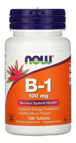 Vitamina B-1 Hcl De Tiamina 100mg 100tab Now Sistema Nervoso