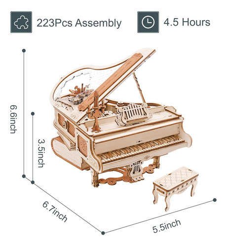 Kits De Modelos De Piano Mágico De Madeira Com Quebra-cabeça
