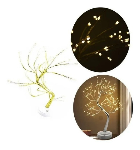 Arbol Bonsai Alambre Maceta Luz Led Colores Usb/pila Deco