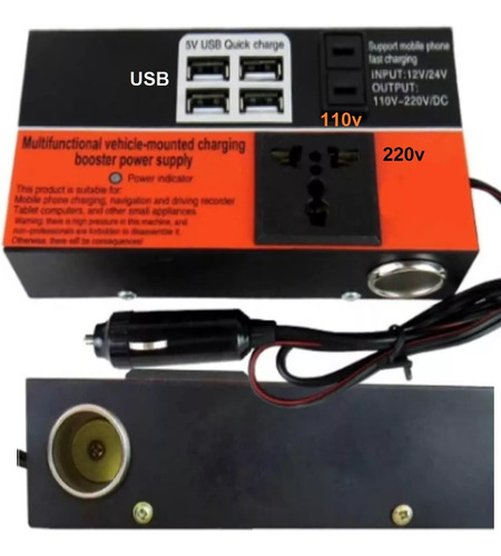 Inversor Corriente 12/24 A 110/220v 150w Convertidor Usb 5v