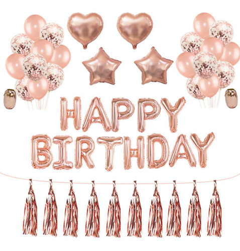 Kit De Decoración Para Fiesta Globos De Cumpleaños Rosa