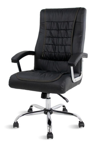 Silla de escritorio Healer Maxwell ergonómica negra con tapizado de cuero sintético