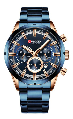 Imagen 2 de 10 de Reloj Curren Hombre Pulsera Metal Con Cronógrafo Lujo 8355