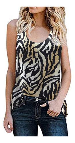 Polera Sin Mangas De Verano Con Estampado De Leopardo/cebr