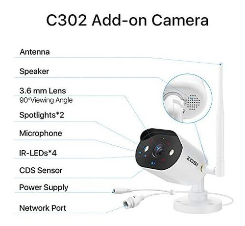 Zgs Camara Adicional Hd Mp Inalambrica Ip Red Seguridad