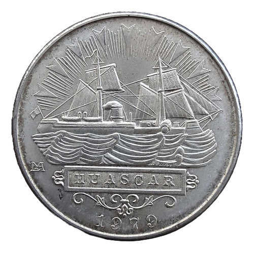 Moneda De Plata 0,925 Del Monitor Huáscar 1979, 40mm. U N C