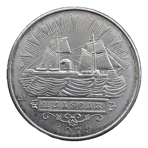 Moneda De Plata Del Monitor Huascar 1979, 40mm. Nueva U N C