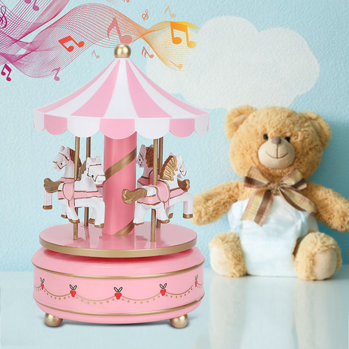 Ms Caja De Música Redonda Merry Go, Carrusel, Regalo,