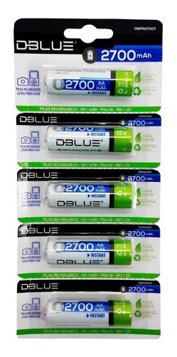 Pack 5 Pilas Recargables Aa Dblue 2700mha / Tecnocenter